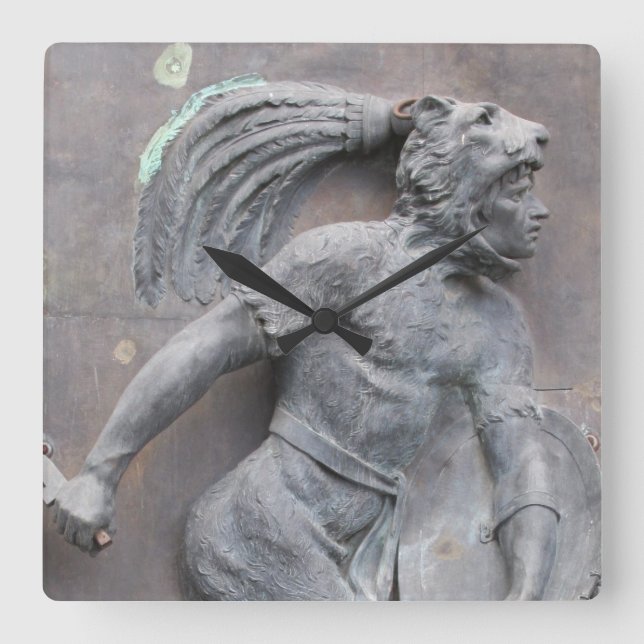 Horloge Carrée Découpage en pierre de guerrier aztèque (Recto)