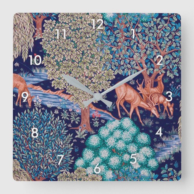 Horloge Carrée Deers dans The Forest, William Morris (Recto)
