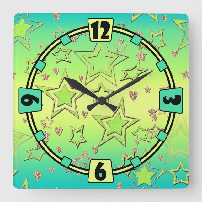 Horloge Carrée Dégradé de Noël parties scintillant brillant confe (Recto)