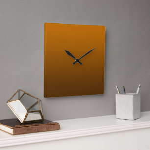 Horloge Carrée Dégradé Orange - profond à clair Fond d'ambiance