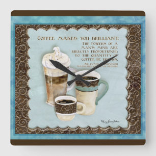 Horloge Carrée Deja Brew Coffee Makes You Brilliant Clock