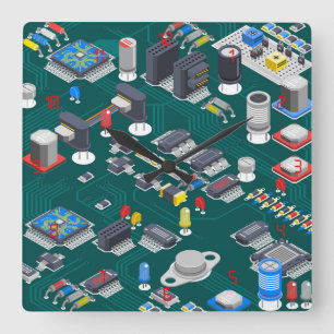 Horloge Carrée DEL rouge de carte à circuit imprimé (PCB)