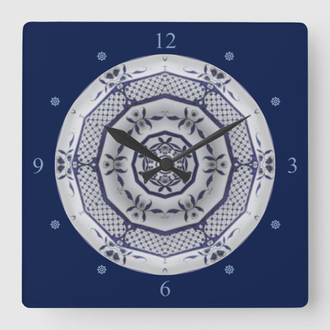 Horloge Carrée Delft Blue Design 006 From 1764  (Recto)
