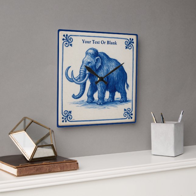 Horloge Carrée Delft Wooly Mammoth (Bureau)