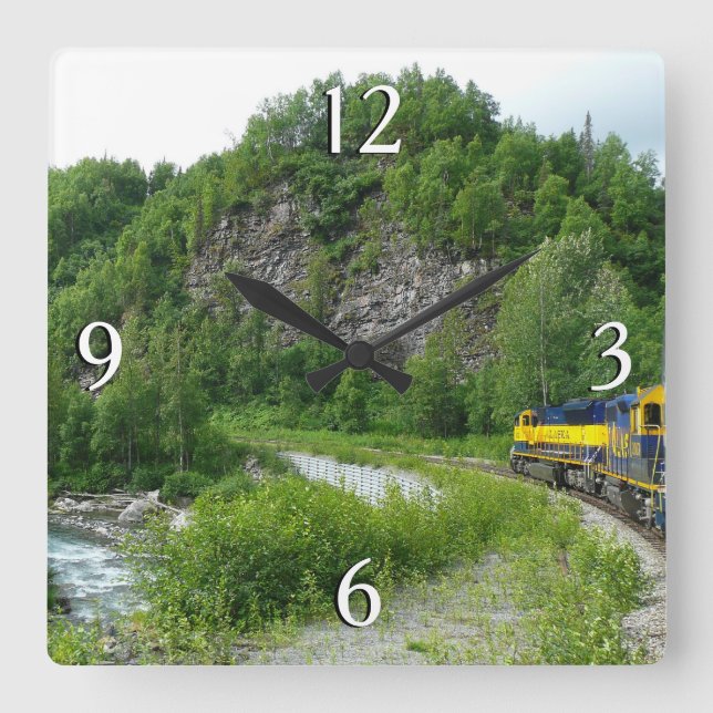 Horloge Carrée Denali Express Alaska Train Vacation Photographie (Recto)