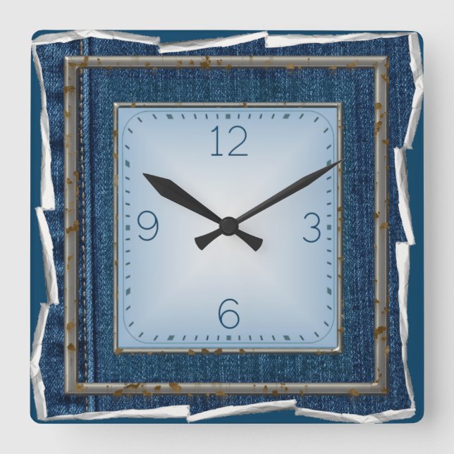 Horloge Carrée Denim (Recto)