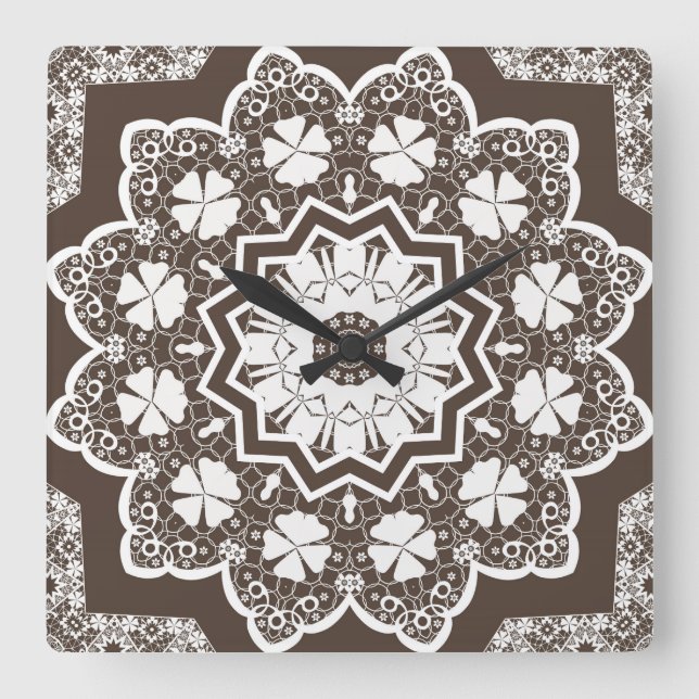 Horloge Carrée Dentelle blanche (Recto)