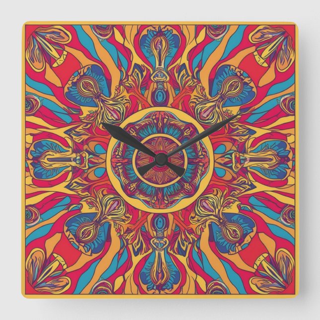 Horloge Carrée Déplier les fleurs (Recto)