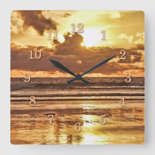 HORLOGE CARRÉE DERNIER APPEL GOLDEN SUNSET SURFER