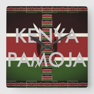 Horloge Carrée Dernier beau Kenya Pamoja (Ensemble Esprit)