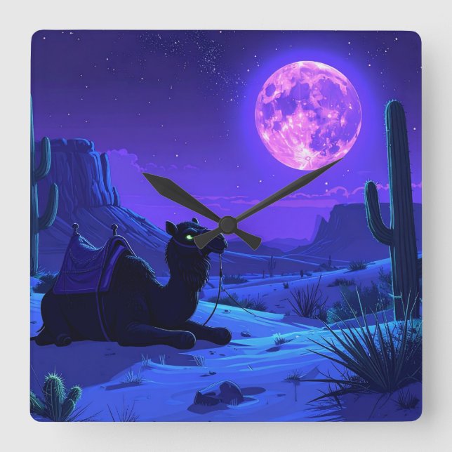 Horloge Carrée Desert Camel Mousepad (Recto)