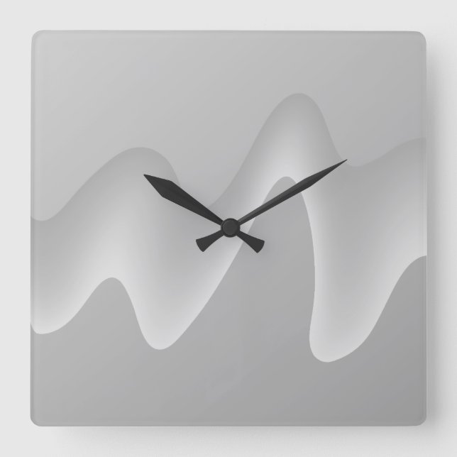 Horloge Carrée Design abstrait moderne en gris clair. (Recto)