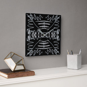 Horloge Carrée Design abstrait noir et blanc