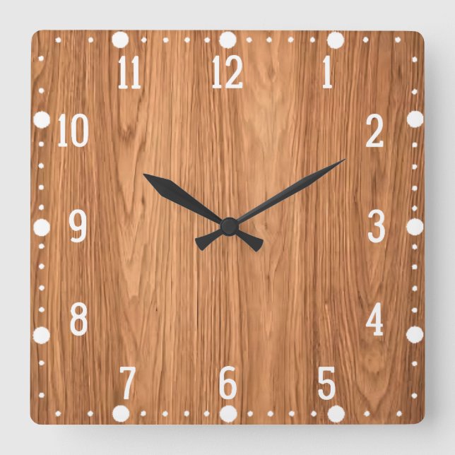 Horloge Carrée Design Arrière - plan de texture bois-35455 (Recto)