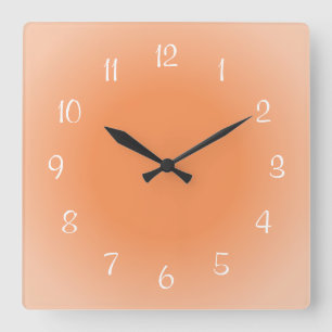 Horloge Carrée Design couleur orange givré aux bords flous