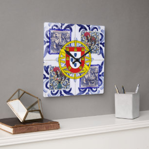 Horloge Carrée Design d'art populaire portugais