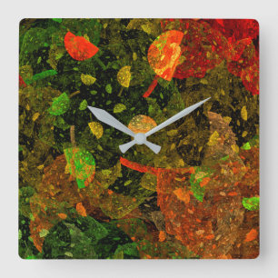 Horloge Carrée Design décoratif coloré d'automne