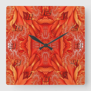Horloge Carrée Design délicat de la plume fractée - rouge