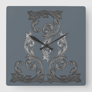 Horloge Carrée Design élégant de goth Orné