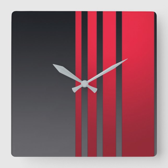 Horloge Carrée Design élégant, motif moderne, bandes verticales (Recto)