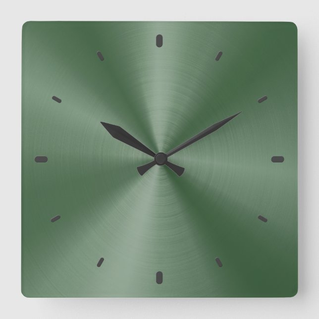 Horloge Carrée Design métallique brillant vert en acier inoxydabl (Recto)