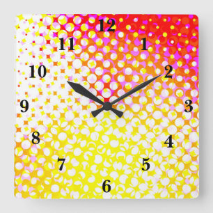 Horloge Carrée Design Motif rose jaune