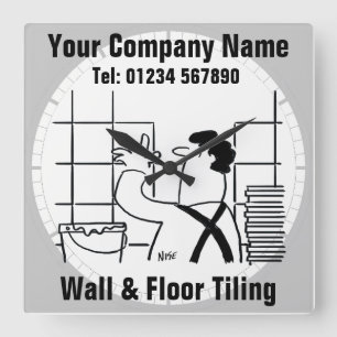 Horloge Carrée Dessin animé de Wall & Floor Tiling