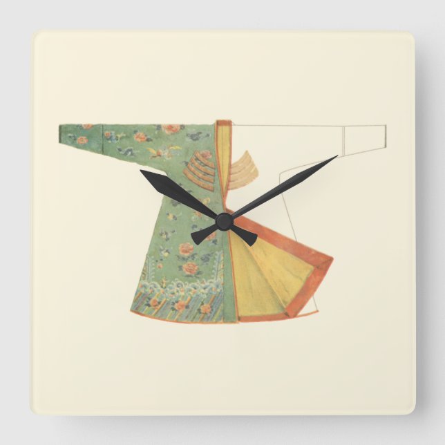 Horloge Carrée Dessin de Kimono semi-fini (Recto)