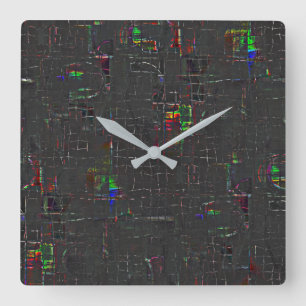 Horloge Carrée Dessin noir de couleur étrange sous ou au-dessus 