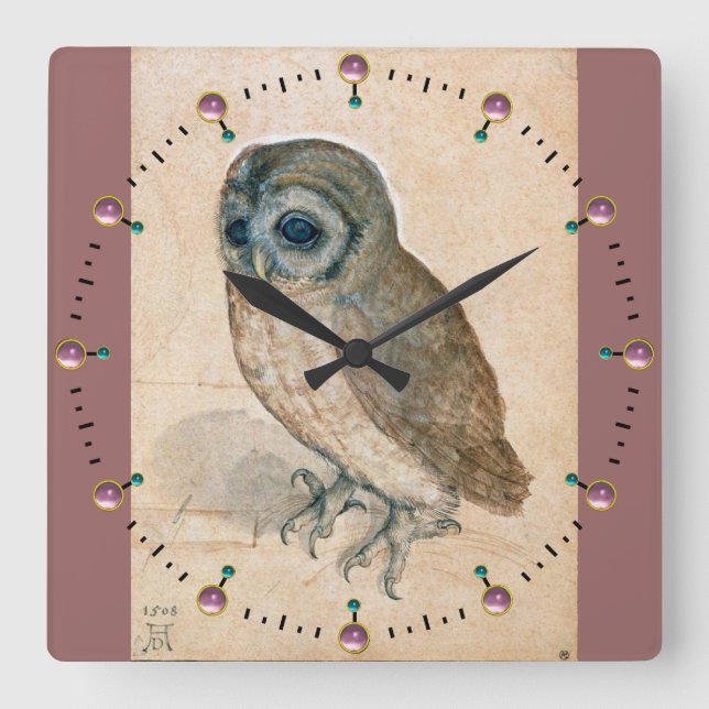HORLOGE CARRÉE DESSINS D'ANIMAUX DE LA RENAISSANCE / LE HIBOU (Recto)