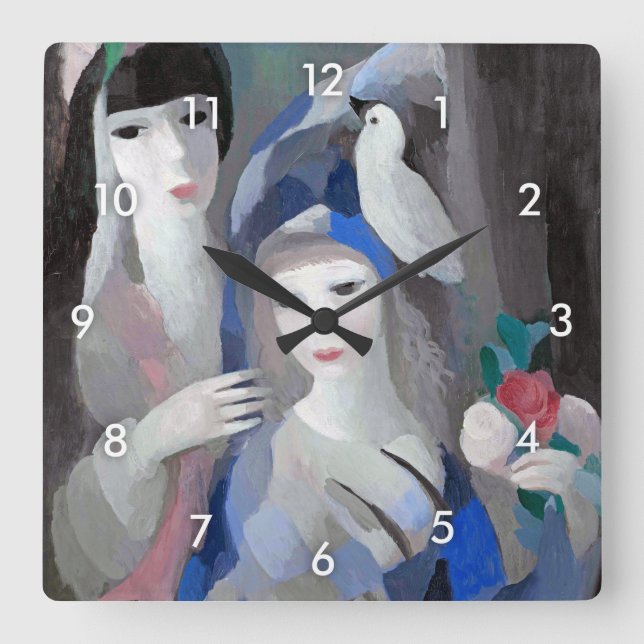 Horloge Carrée Deux dame et une colombe, Marie Laurencin (Recto)