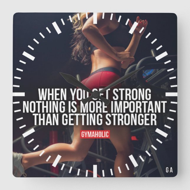 Horloge Carrée Devenez plus fort - Motivation de l'entraînement d (Recto)