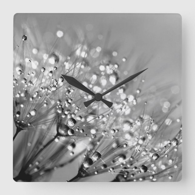 Horloge Carrée Dew Drops Black and White (Recto)