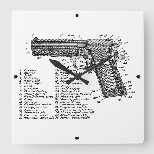 Horloge Carrée Diagramme V2 d'arme à feu (Recto)