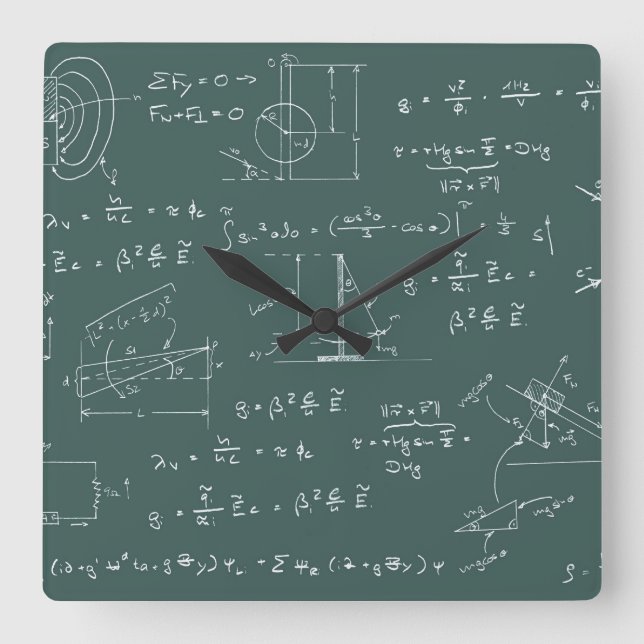 Horloge Carrée Diagrammes et formules de physique (Recto)