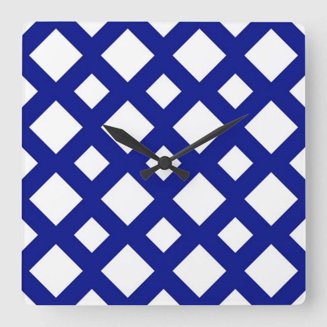 Horloge Carrée Diamants blancs sur marine (Recto)