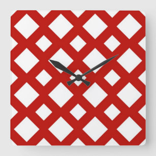 Horloge Carrée Diamants blancs sur rouge