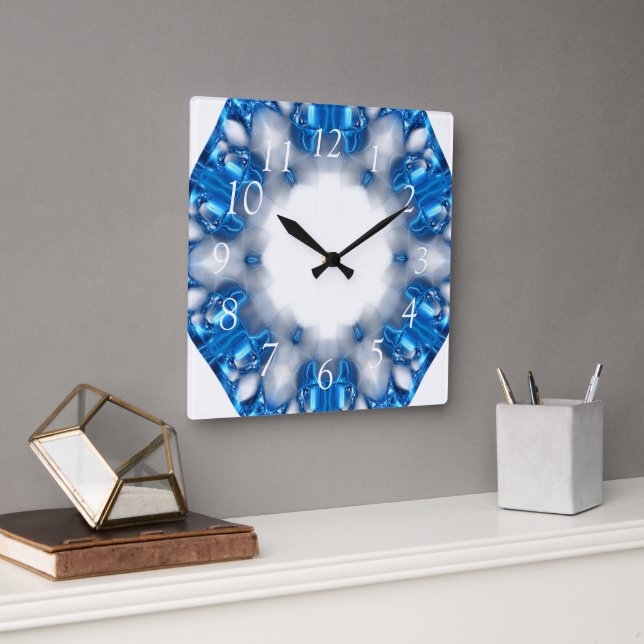 Horloge Carrée Diamants bleus (Bureau)
