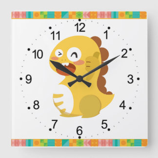 Horloge Carrée Dino Heure pour apprendre l'horloge Carré