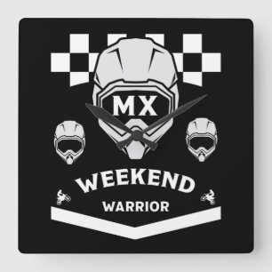Horloge Carrée Dirt Bike Weekend Guerrier Motocross Rider
