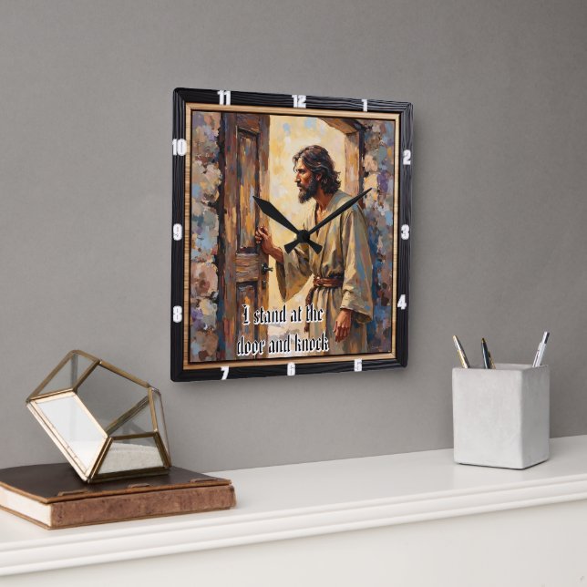 Horloge Carrée Divine Invitation: Your Heart's Door (Bureau)