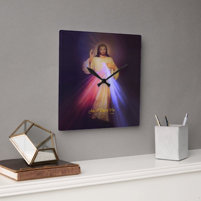 Horloge Carrée Divine Mercy Gold (Bureau)