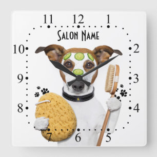 Horloge Carrée Dog grooming  Wall Clock