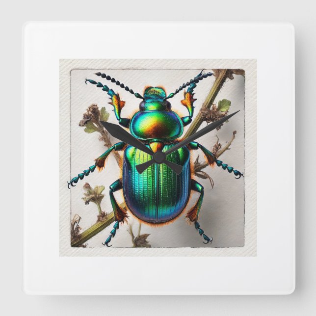 Horloge Carrée Dogbane beetle 100724IREF113 - Watercolor (Recto)