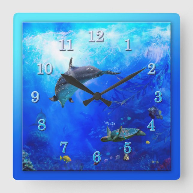 Horloge Carrée Dolphin World WIND (Recto)
