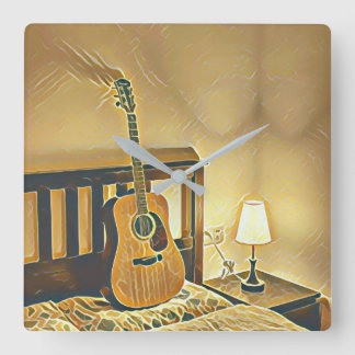 Horloge Carrée Don de guitare acoustique