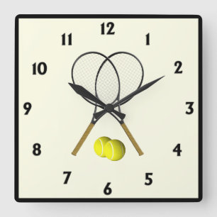 Horloge Carrée Double Tennis Crème