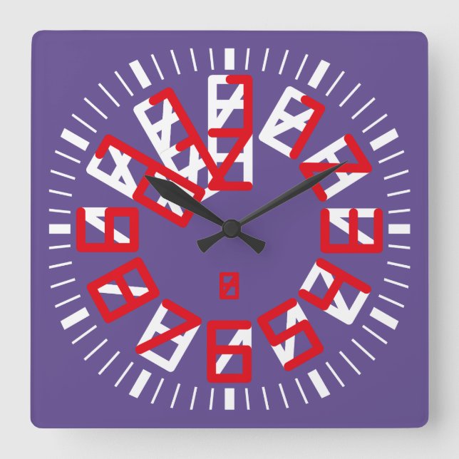 Horloge Carrée Double Triangle Numbers by Masanser Pixelat (Recto)