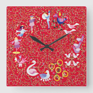 Horloge Carrée Douze jours de Noël, hymne de louange