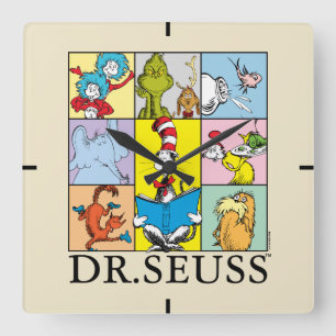 Horloge Carrée Dr. Seuss Histoires Graphiques